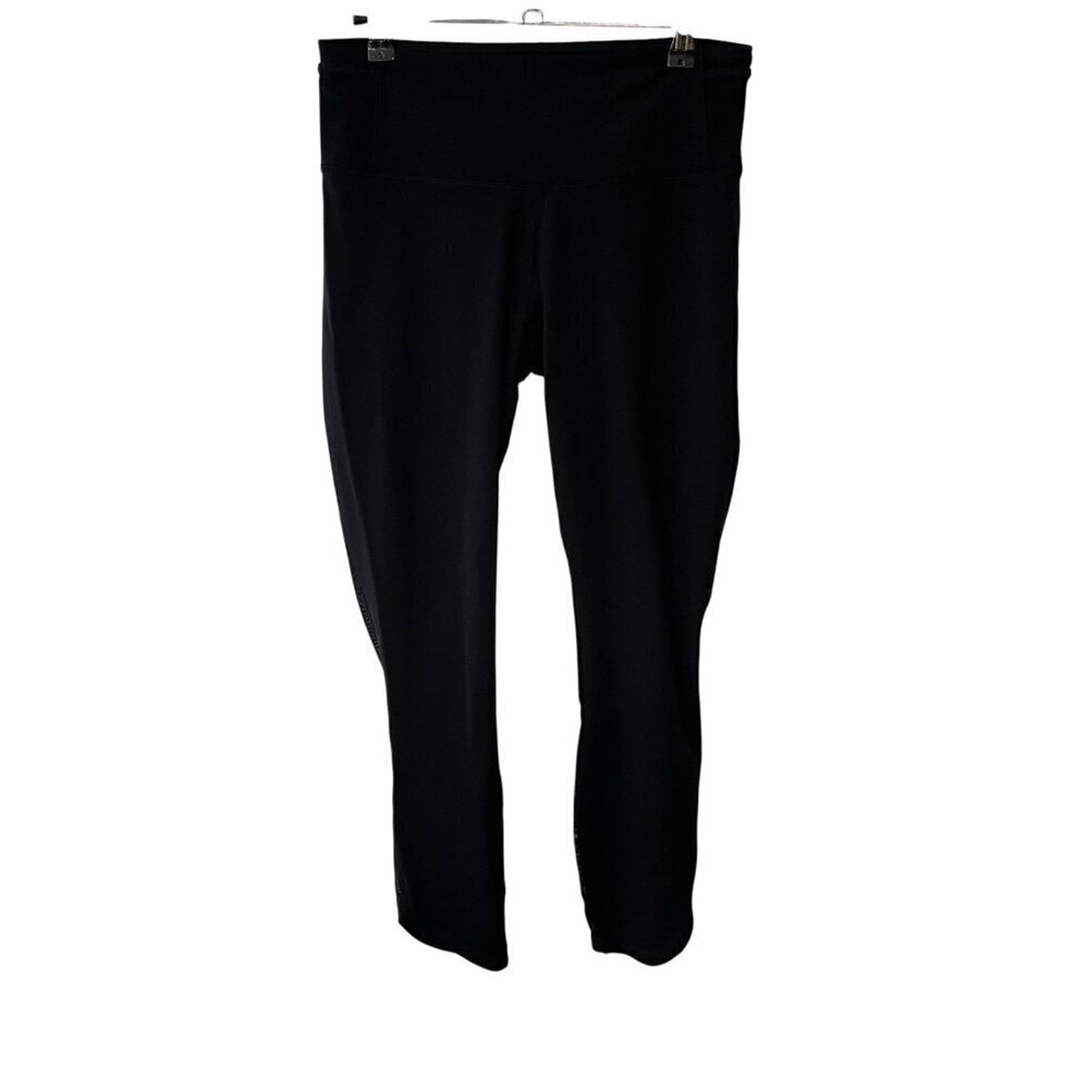 Lululemon Black Mesh Crop Athletic Running Yoga Leggings Women's Size 6 - Picture 1 of 10